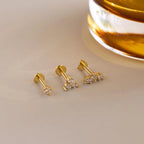 Diamond Flat Back Stud Set Silver 18K Gold Plated
