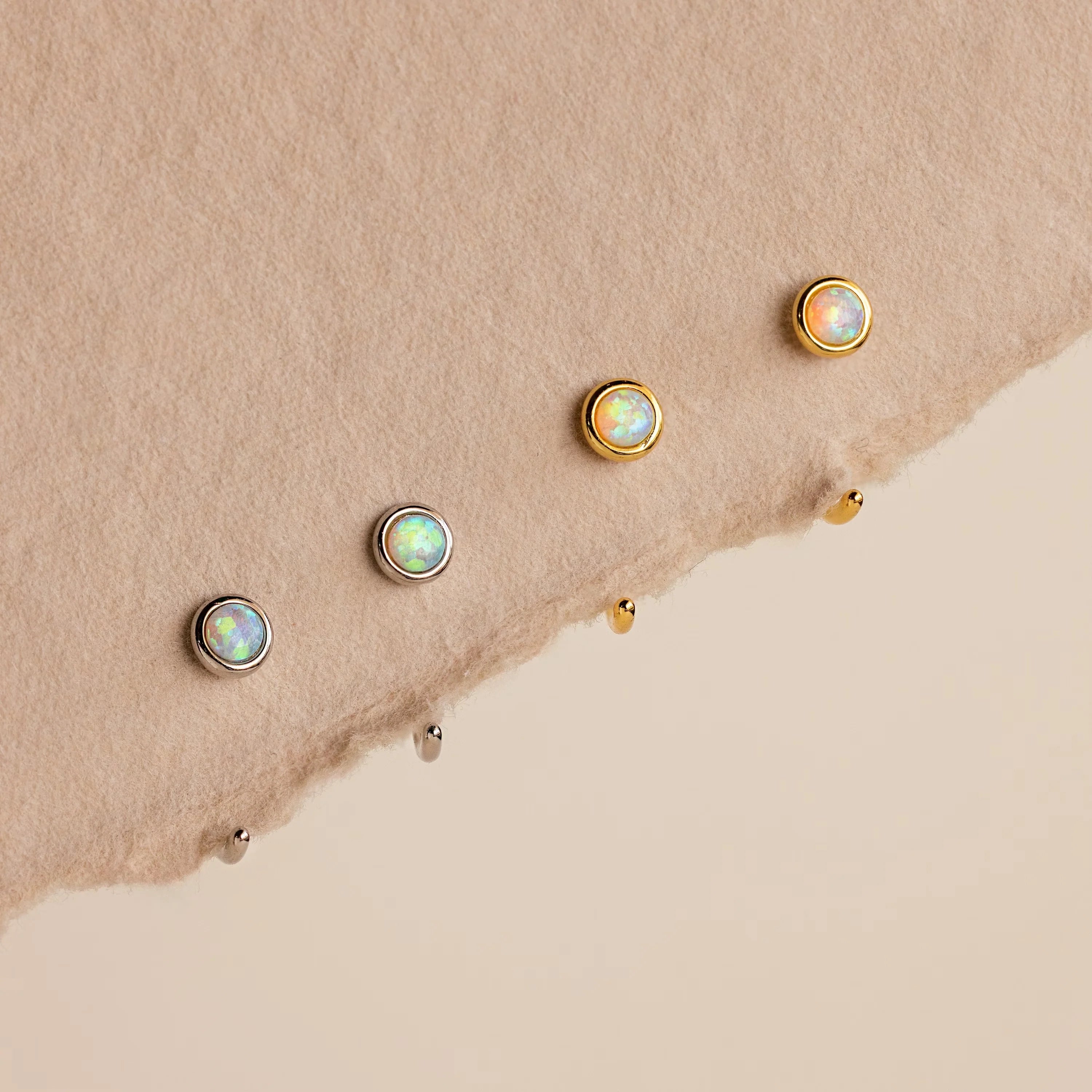 Opal Threader Huggies Silver 18K Gold Plated