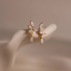 Diamond Marquise Drop Studs Silver 18K Gold Plated