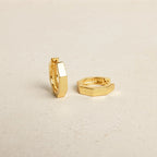 Hexagon Huggie Earrings Silver 18K Gold Plated