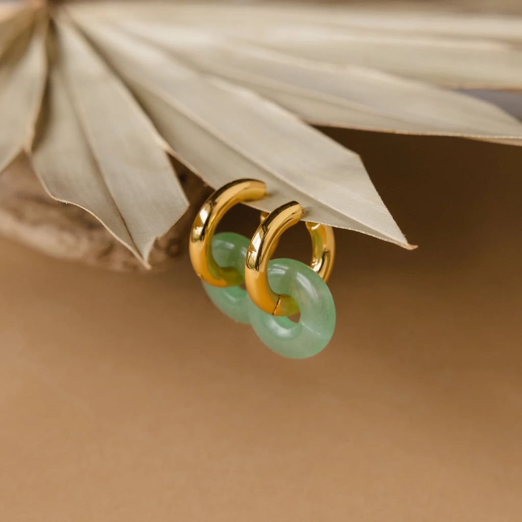 Clara Jade Duo Hoops Silver 18K Gold Plated