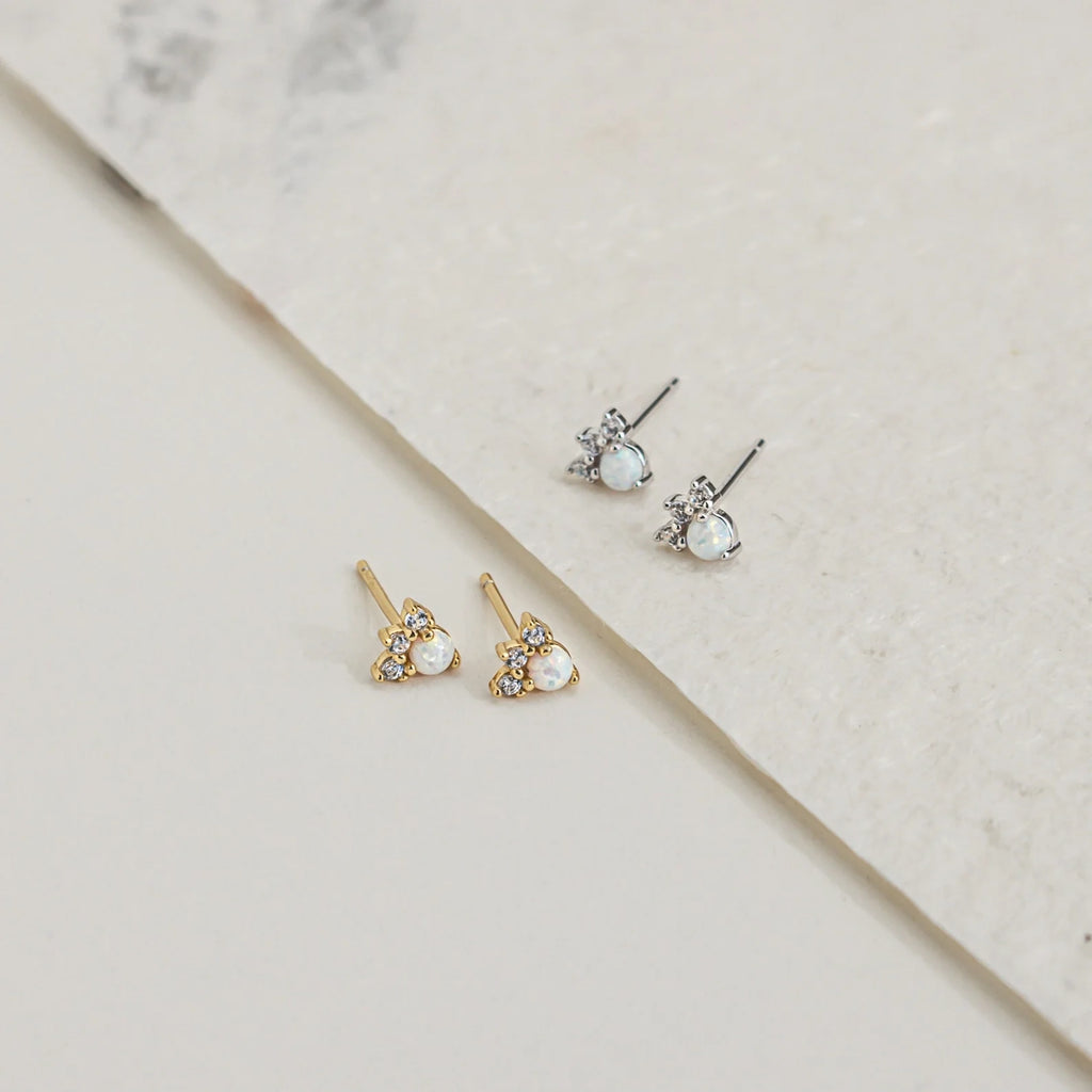 Dainty Opal Earrings Set Silver 18K Gold Plated