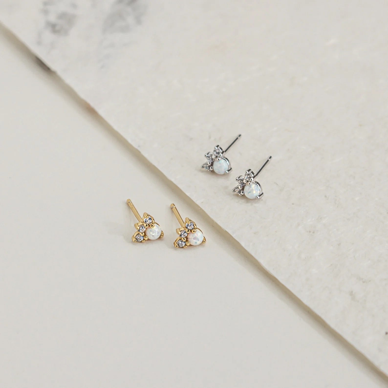 Dainty Opal Earrings Set Silver 18K Gold Plated