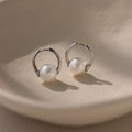 Bold Round Pearl Hoops Silver 18K Gold Plated
