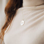Oval Fingerprint Necklace Silver 18K Gold Plated