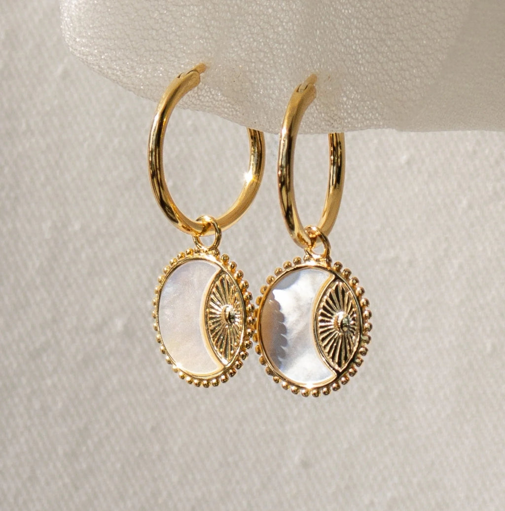 Pia Pearl Coin Hoops Silver 18K Gold Plated