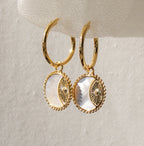 Pia Pearl Coin Hoops Silver 18K Gold Plated