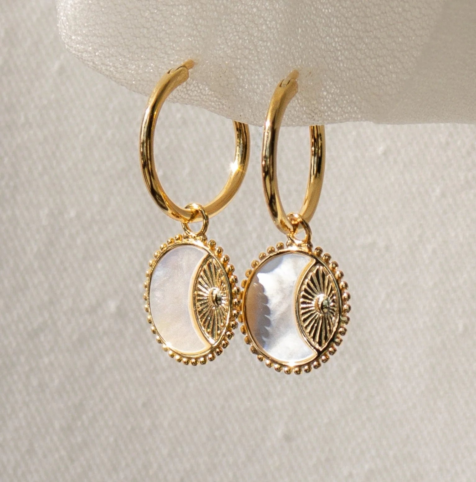 Pia Pearl Coin Hoops Silver 18K Gold Plated