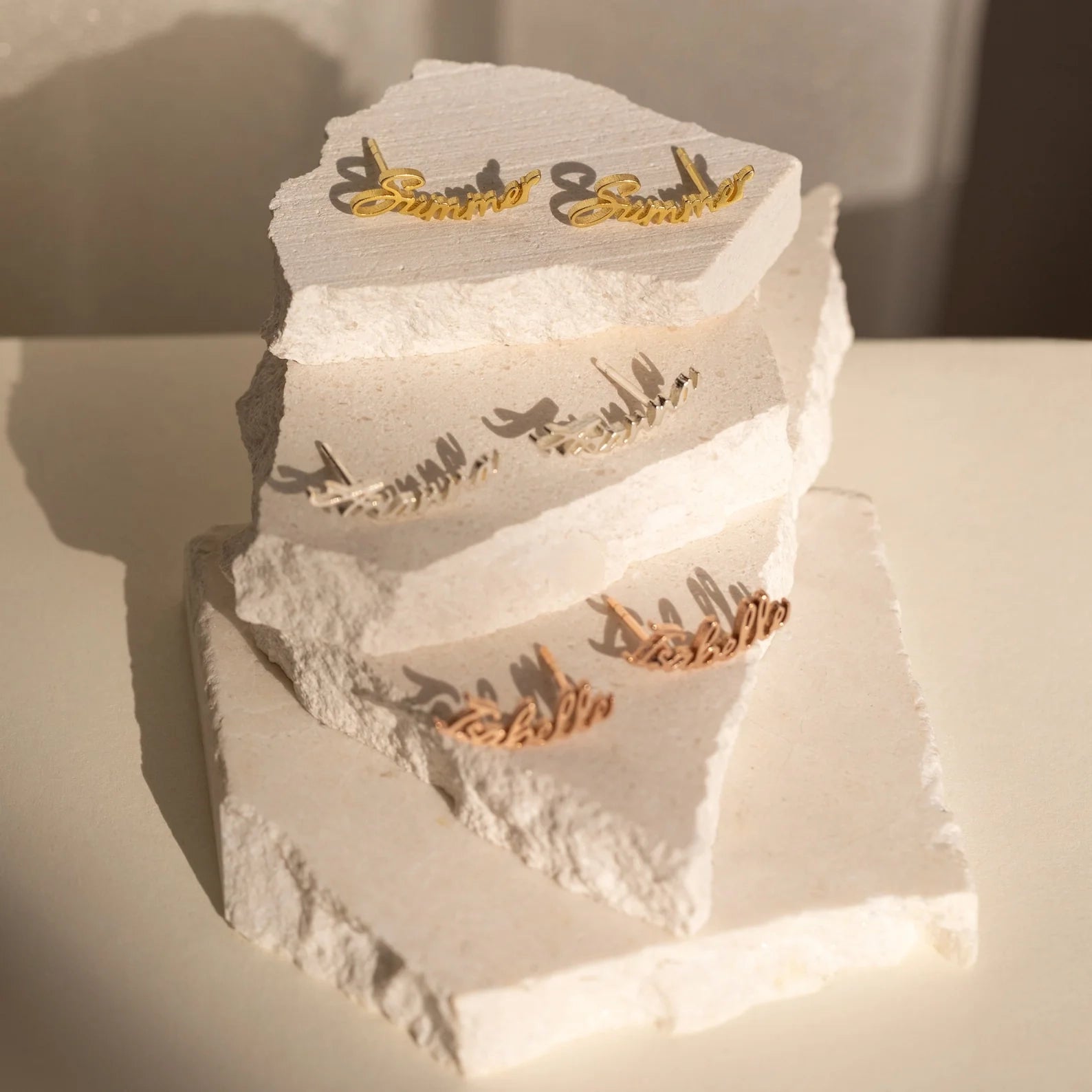 Grace Name Earrings Silver 18K Gold Plated