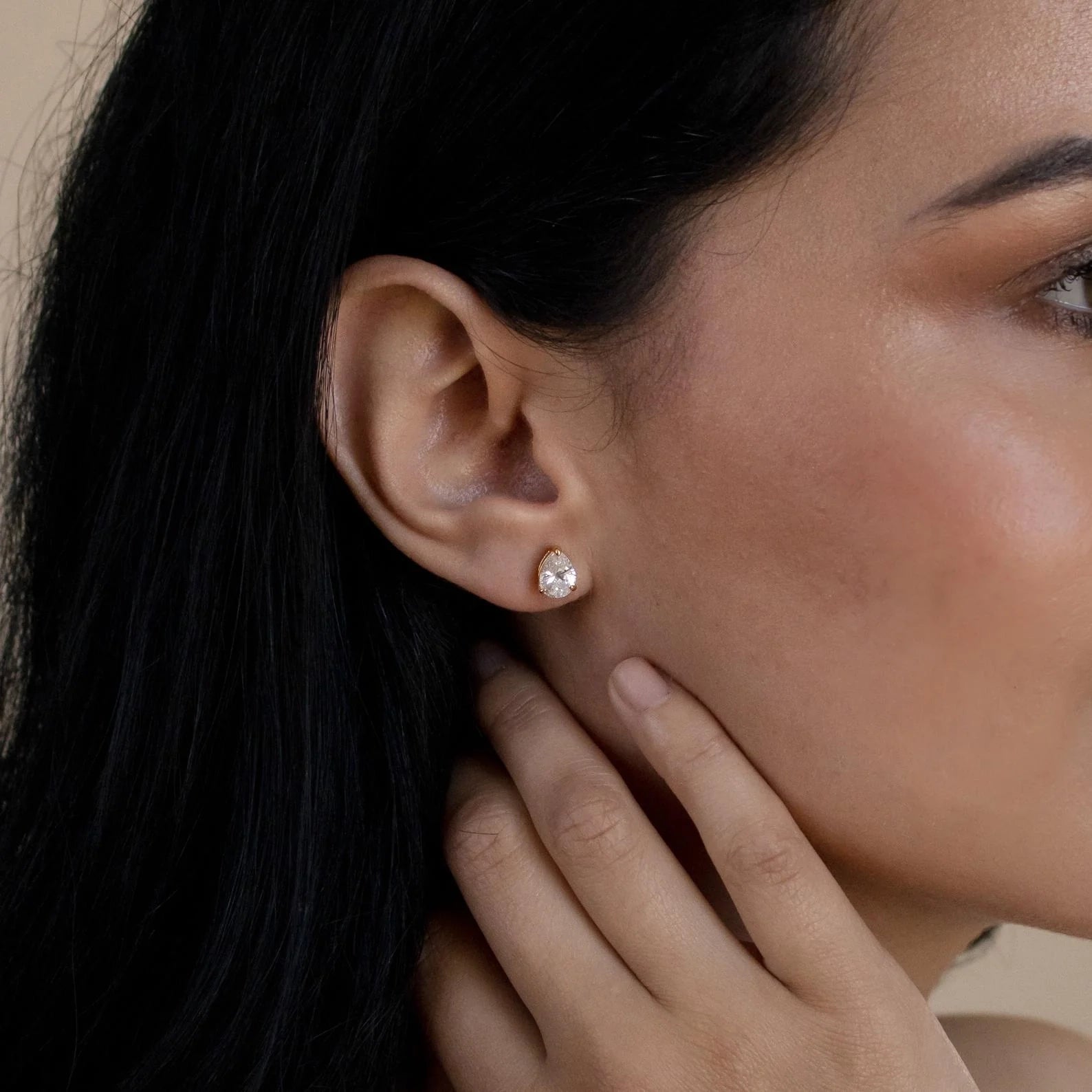 Pear Diamond Studs Silver 18K Gold Plated