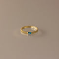 Dainty Ribbed Blue Zircon Ring Silver 18K Gold Plated