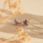 Amethyst Moon & Star Studs Silver 18K Gold Plated