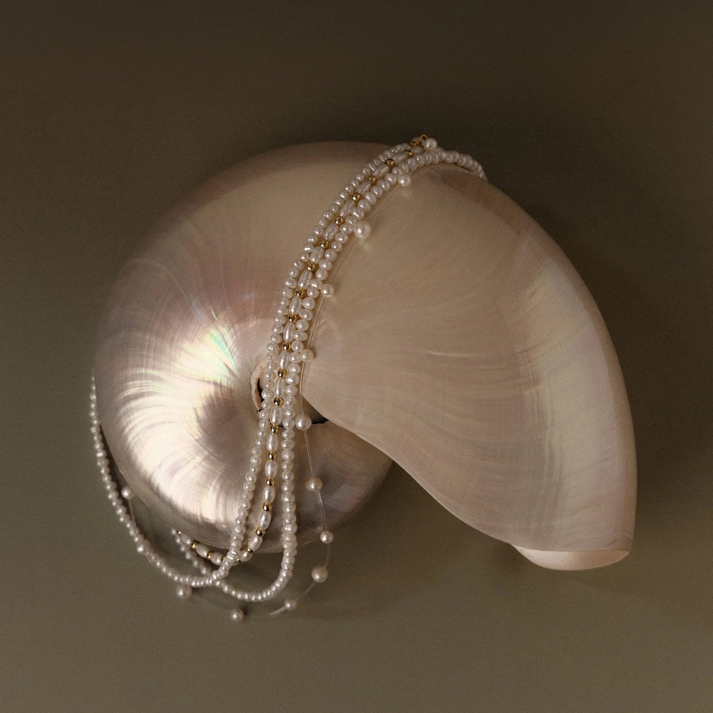 Freshwater Pearl Beaded Necklace Silver 18K Gold Plated