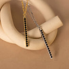 Onyx Bar Pendant Necklace Silver 18K Gold Plated