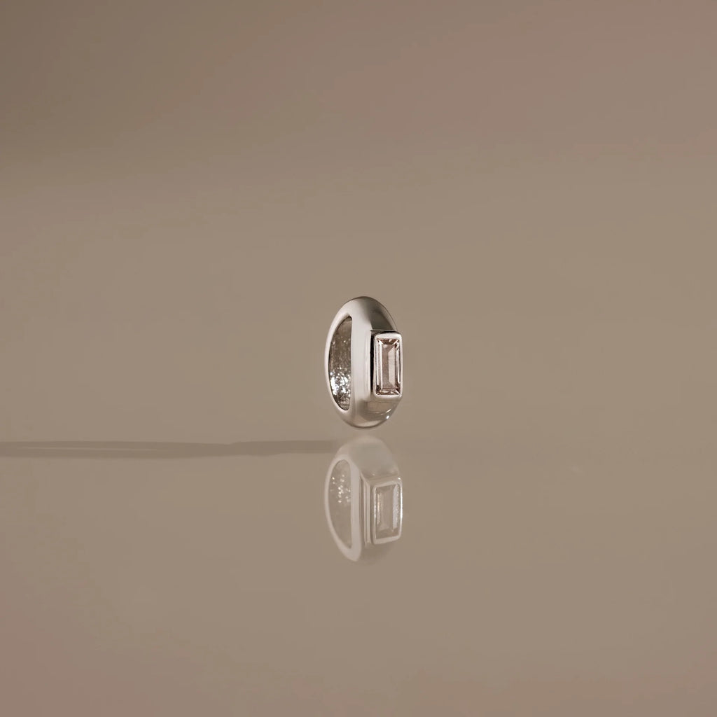 Baguette Diamond Spacer Charm Silver 18K Gold Plated