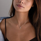 Moonstone Charm Necklace Silver 18K Gold Plated