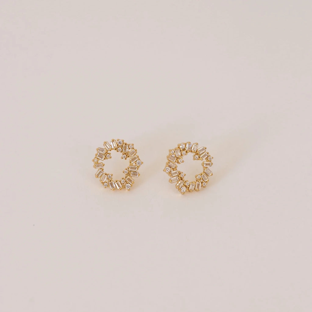 Diamond Reina Cluster Studs Silver 18K Gold Plated