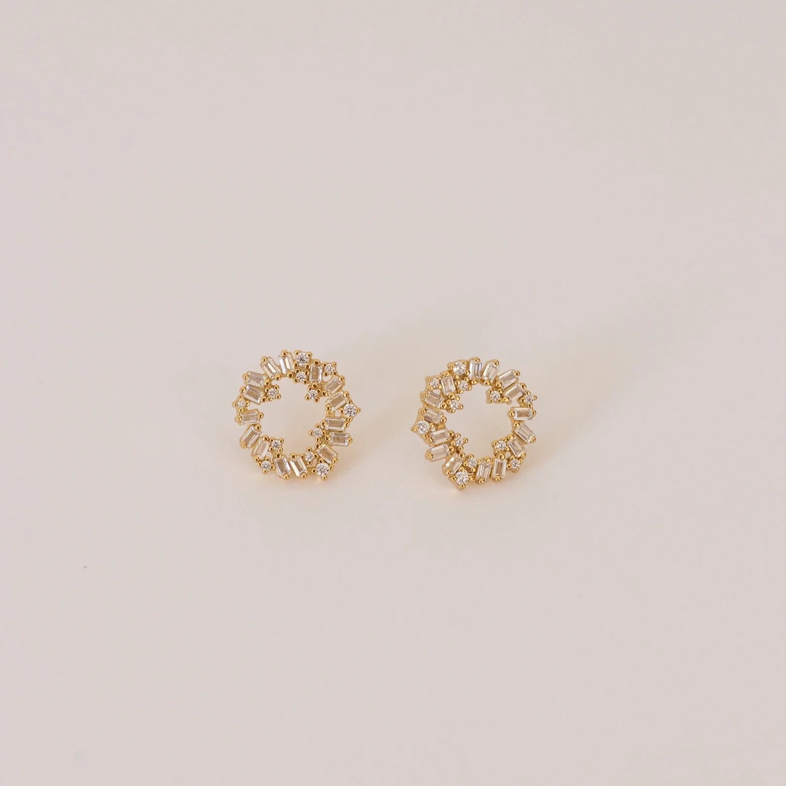 Diamond Reina Cluster Studs Silver 18K Gold Plated