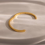 Ribbed Diamond Bangle Silver 18K Gold Plated