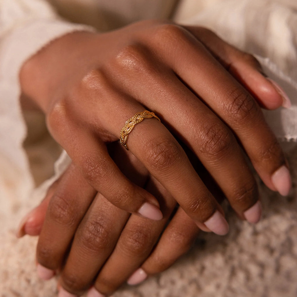Woven Ring Silver 18K Gold Plated