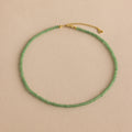 Green Aventurine Beads Choker Necklace Silver 18K Gold Plated