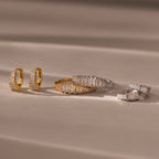 Art Deco Diamond Earrings & Ring Set Silver 18K Gold Plated