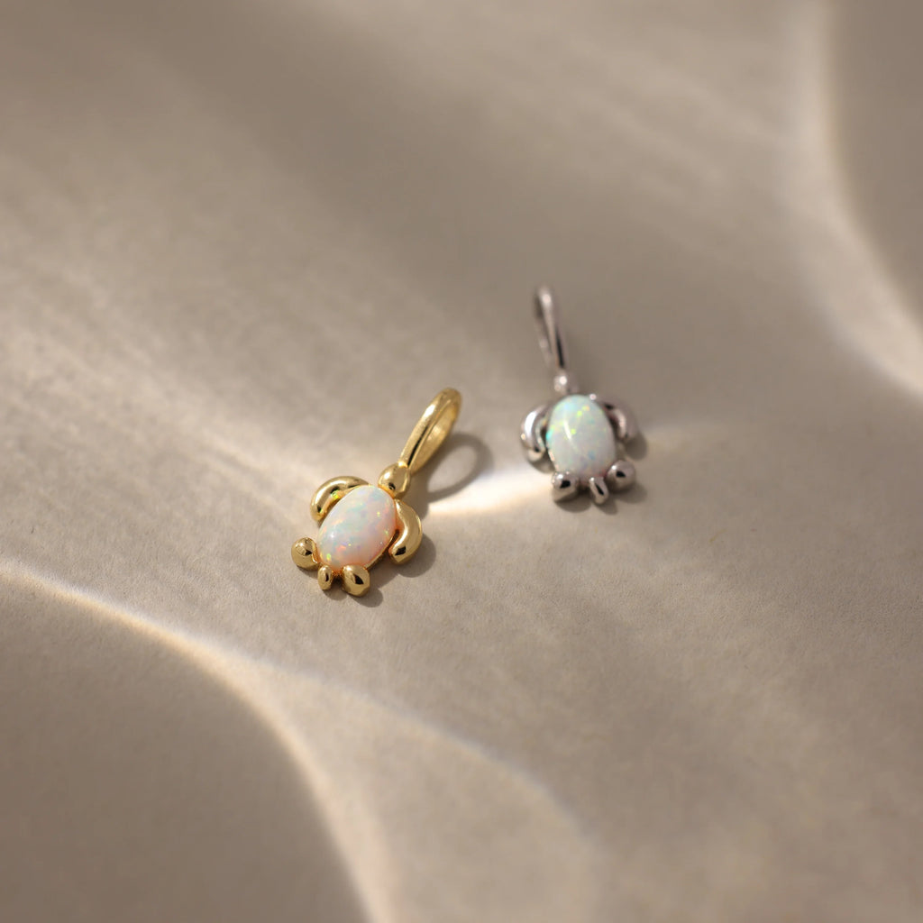 Opal Sea Turtle Charm Silver 18K Gold Plated