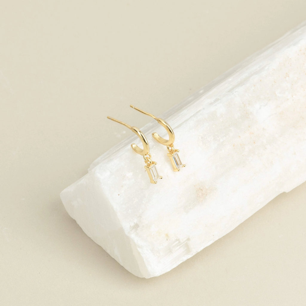 Lys Baguette Hoops Silver 18K Gold Plated