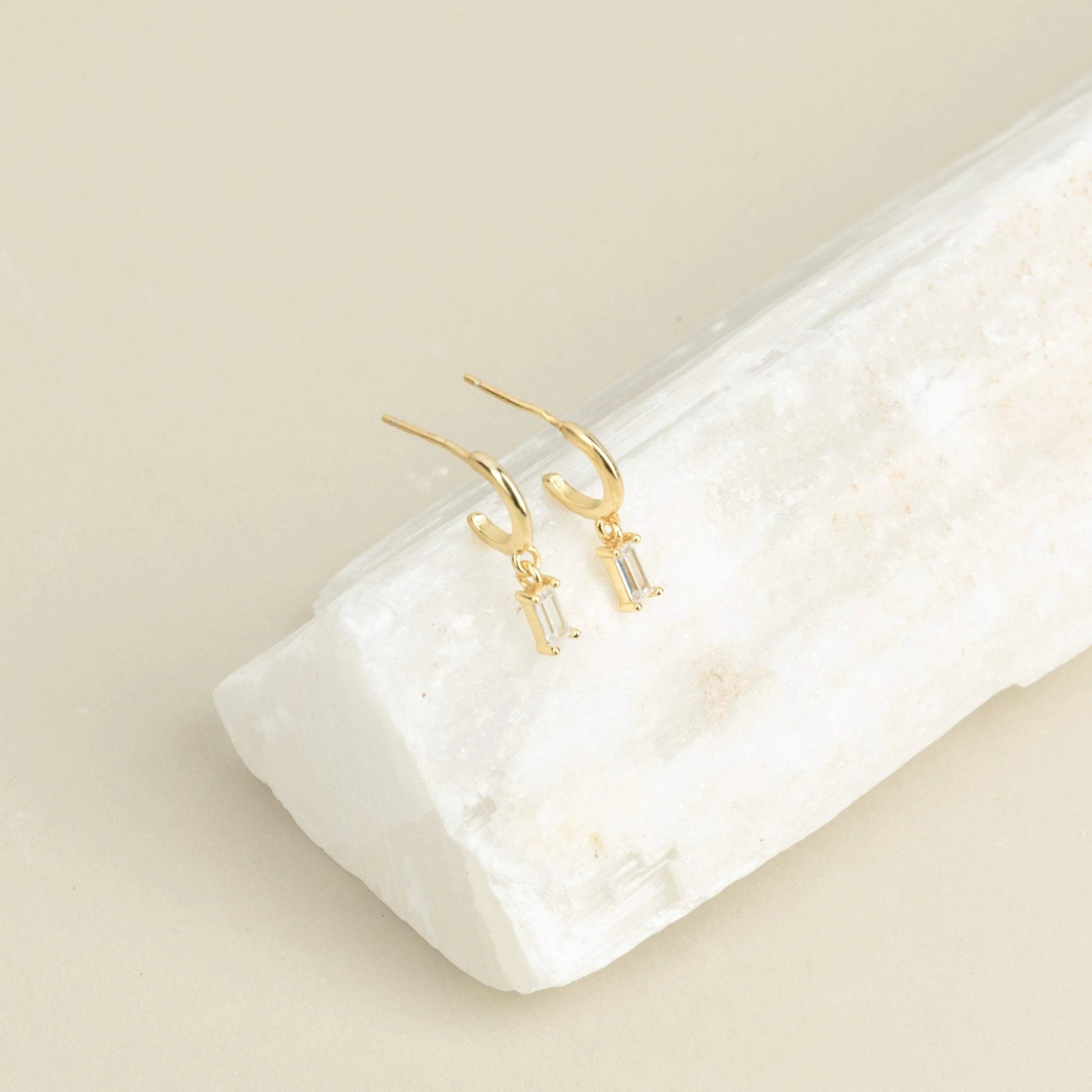 Lys Baguette Hoops Silver 18K Gold Plated