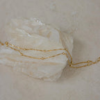 Duo Bead Chain Anklet Silver 18K Gold Plated