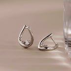 Curved Diamond Teardrop Hoops Silver 18K Gold Plated