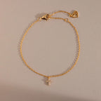 Dainty Cross Charm Bracelet Silver 18K Gold Plated