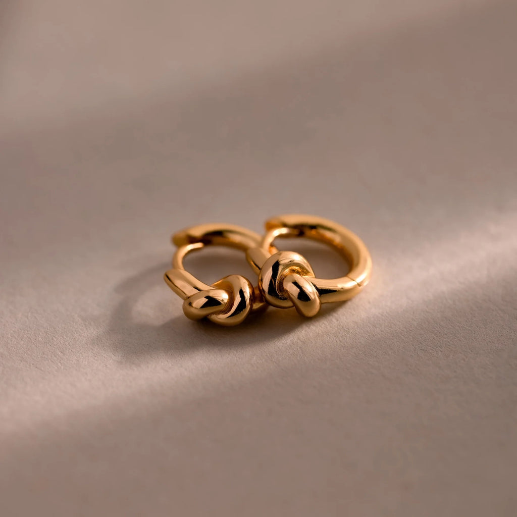 Love Knot Huggies Silver 18K Gold Plated