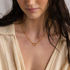 Rolo Circle Charm Necklace Silver 18K Gold Plated
