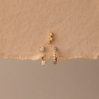 Diamond Earring Trio Set Silver 18K Gold Plated