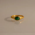 Oval Cut Jade Signet Ring Silver 18K Gold Plated