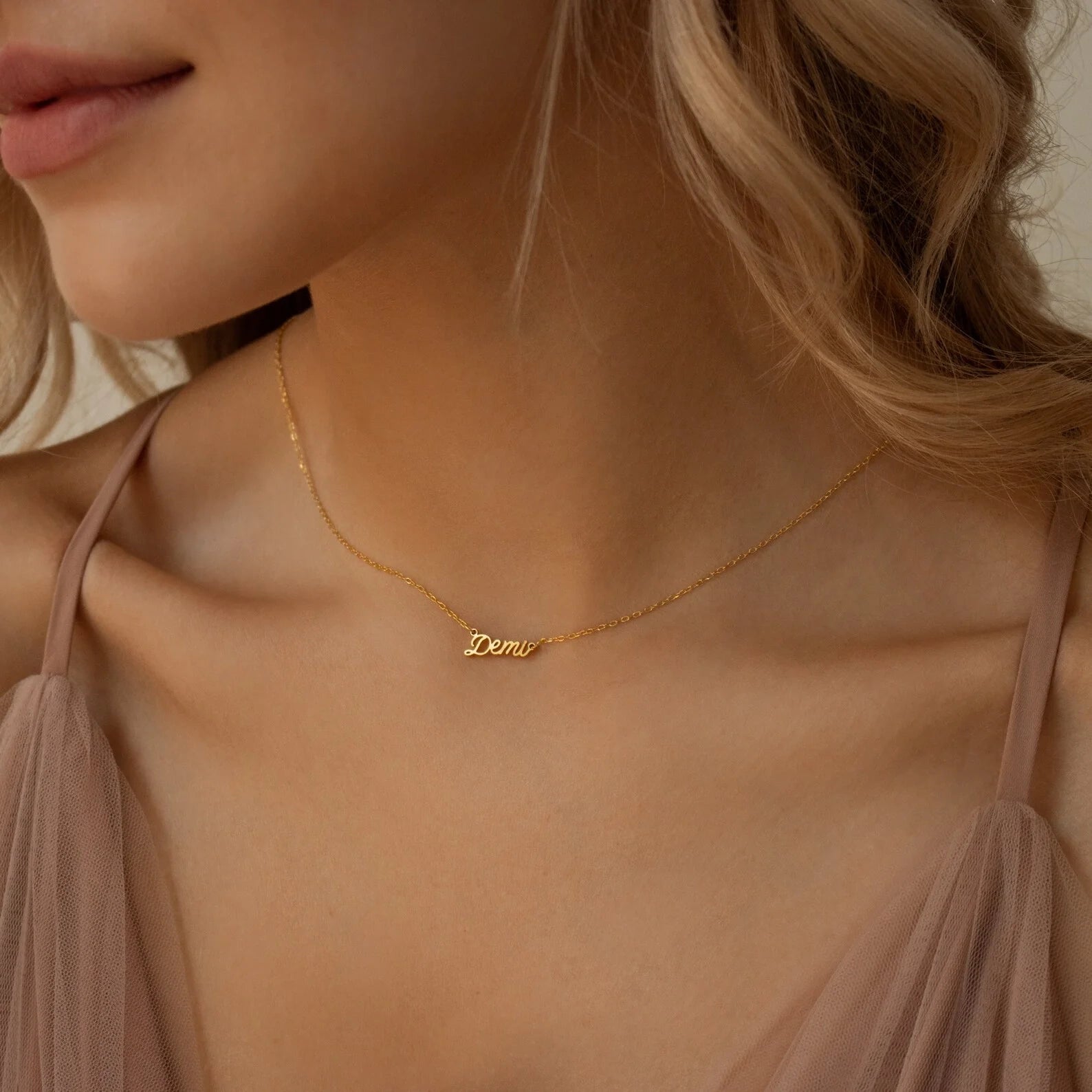 Tiny Paris Name Necklace Silver 18K Gold Plated