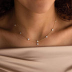 Ivy Diamond Station Necklace Silver 18K Gold Plated