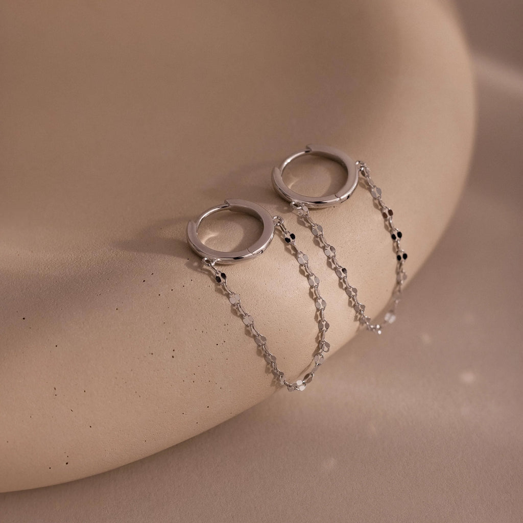 Mirror Chain Huggies Silver 18K Gold Plated