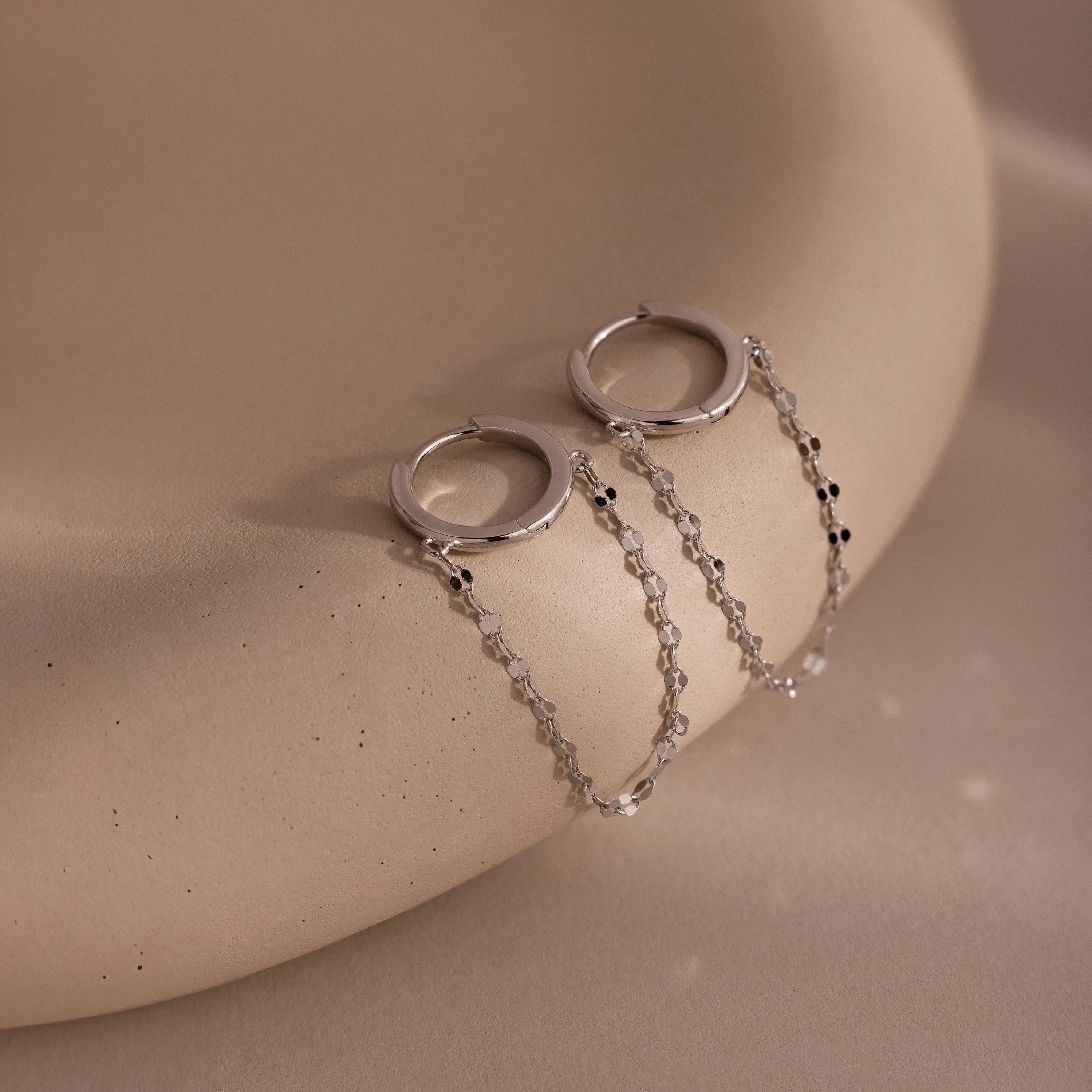 Mirror Chain Huggies Silver 18K Gold Plated