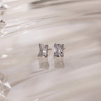 Emerald Diamond Studs Silver 18K Gold Plated