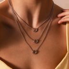 Cable Circle Charm Necklace Silver 18K Gold Plated