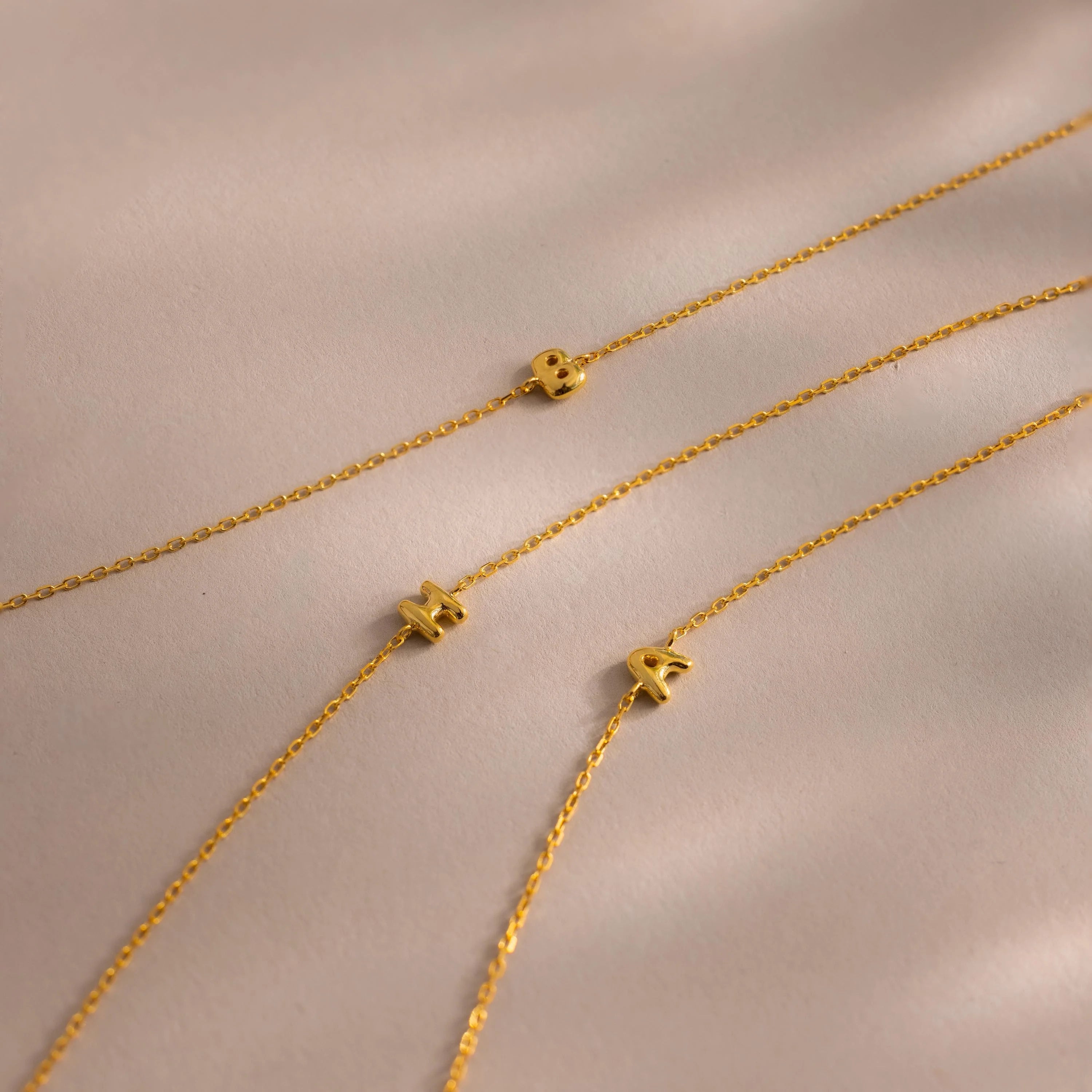 Bubble Initial Bracelet Silver 18K Gold Plated