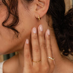 Moonstone Huggies Silver 18K Gold Plated