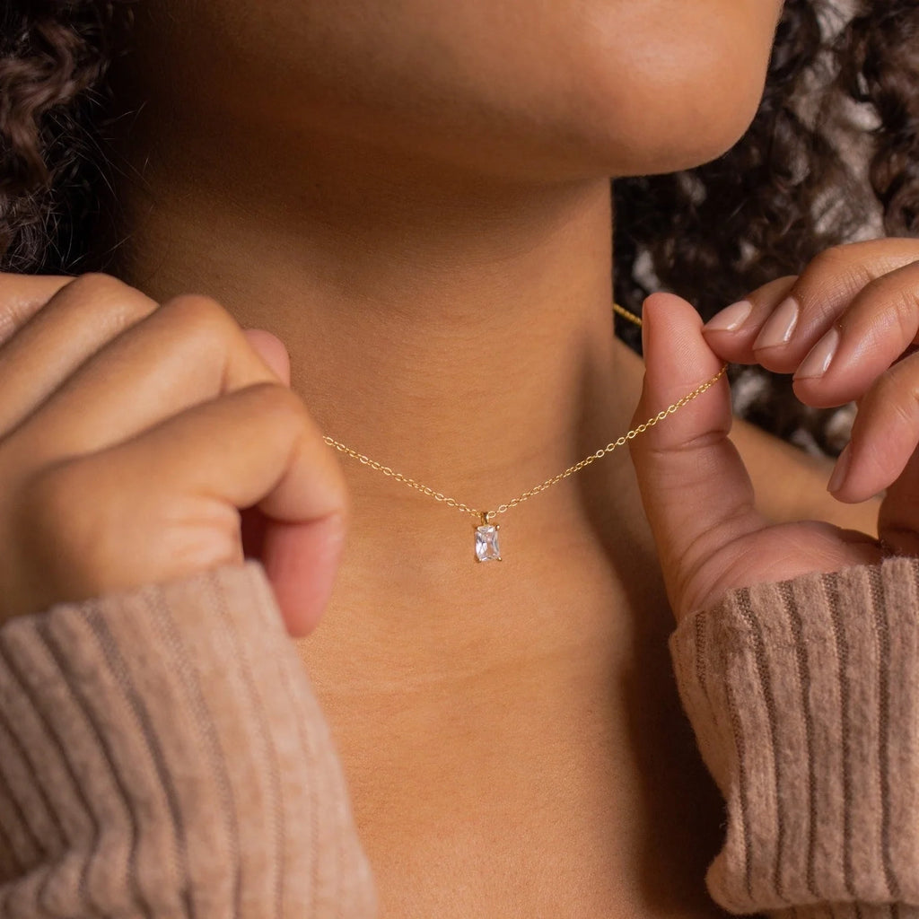 Sage Diamond Necklace Silver 18K Gold Plated