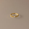 Opal Dainty Ribbed Ring Silver 18K Gold Plated