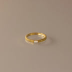 Opal Dainty Ribbed Ring Silver 18K Gold Plated