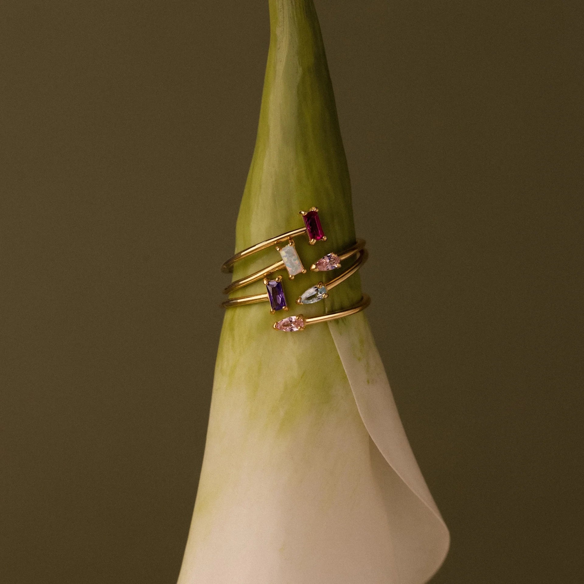 Toi et Moi Wrap Ring Silver 18K Gold Plated