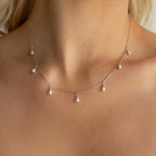 Pearl Station Necklace Silver 18K Gold Plated