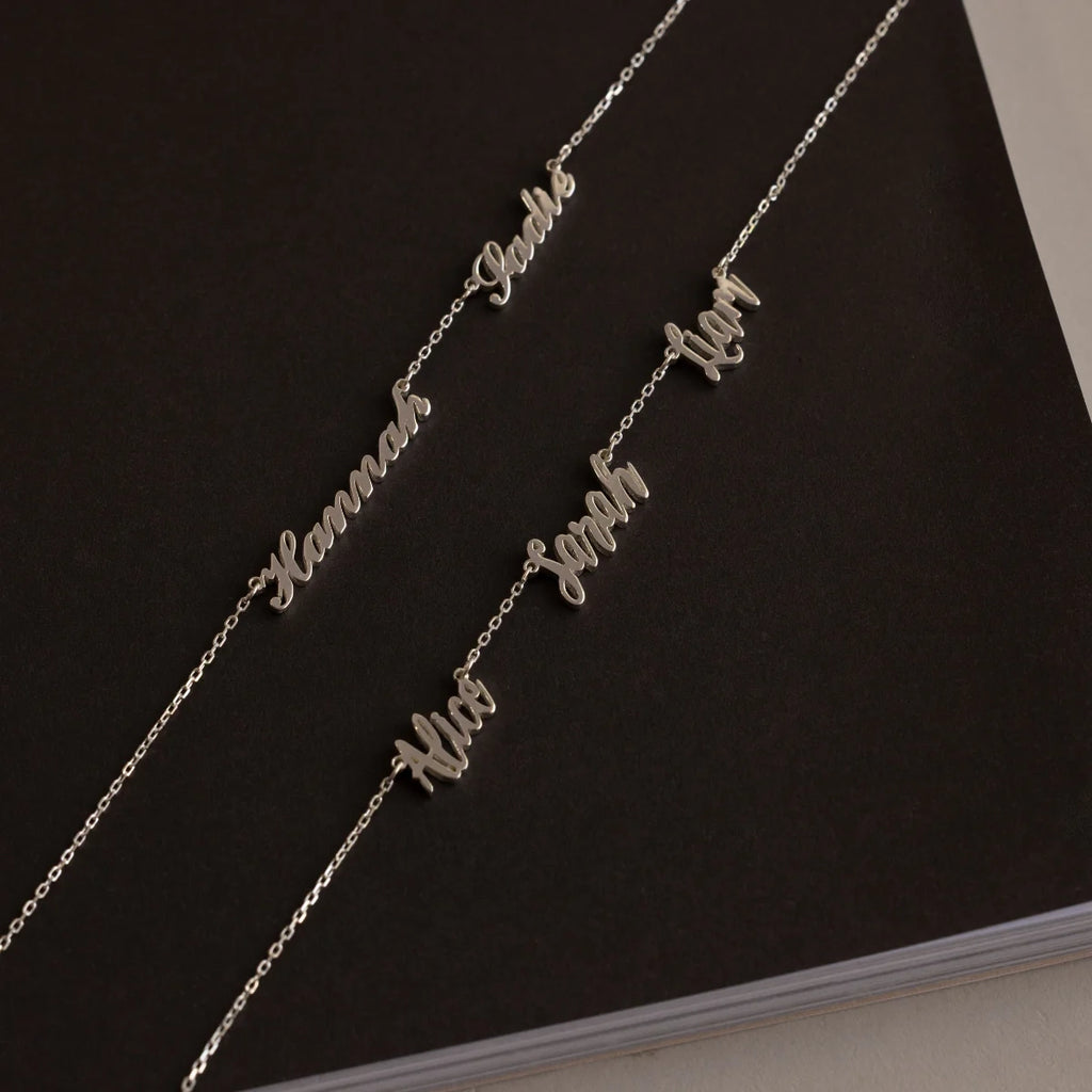 Carrie Multiple Name Necklace Silver 18K Gold Plated